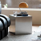 Metal Square Sofa Side Table, Cube End Table Small Coffee Table Industrial Bedside Table Multi-Functional Corner Table for Living Room, Bedroom, Office