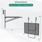 Tangkula Balcony Railing Table, Outdoor Folding Hanging Table with Metal Frame, Space-Saving Bar Serving Table Fits Railings Up to 2.4” Thick for Patio, Porch, Deck