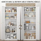 Extra Tall 2-Door Metal Storage Cabinet, 71-Inch Pantry Cabinet with Adjustable Shelves, 180 lbs Capacity, Large Steel Locker for Kitchen, Pantry, Utility Room