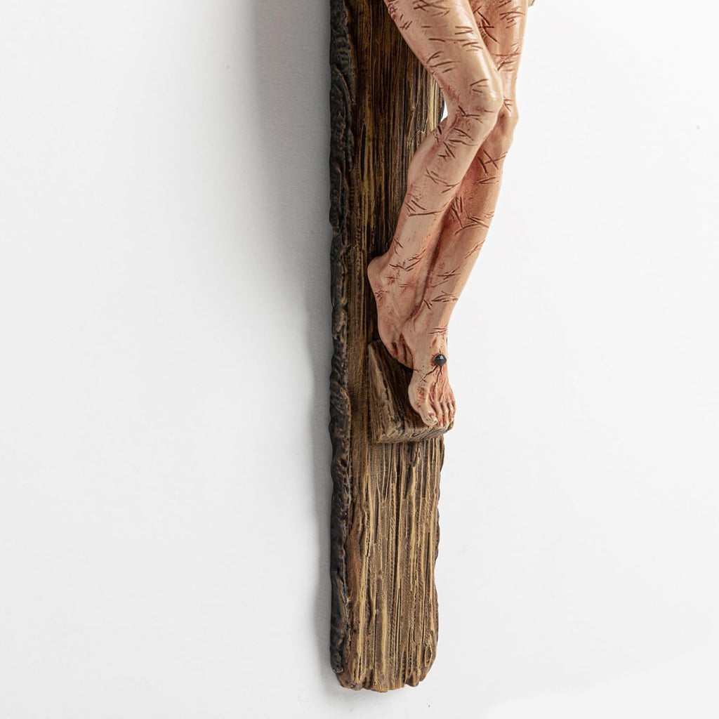 DevotedWalls 14" H Catholic Realistic Crucifix for Wall,Hand Painted Jesus Christ Wall Cross,Bloody Jesus on Crucifix,Realistic Jesús Chirst Cross for Church,Chapels and Home(Hand Painted in Full Color)
