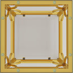 Modern 19.7" Square Glass Side Table for Living Room Luxury 2-Tier Storage End Table with Clear Tempered Glass Top and Gold Frame