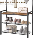 YATINEY Hall Tree, Coat Rack with Shoe Bench, Entryway Bench with Shoe Storage, Multifunctional Entryway Storage Organizer, Metal Frame and 8 Movable Hooks, for Hallway, Rustic Brown MT01BR