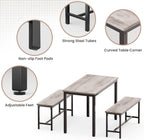 Dining Table Set for 4, Kitchen Table with 2 Benchs, Modern Functional 3-Piece Dining Room Table for Apartment Breakfast Nook and Samll Space, Grey