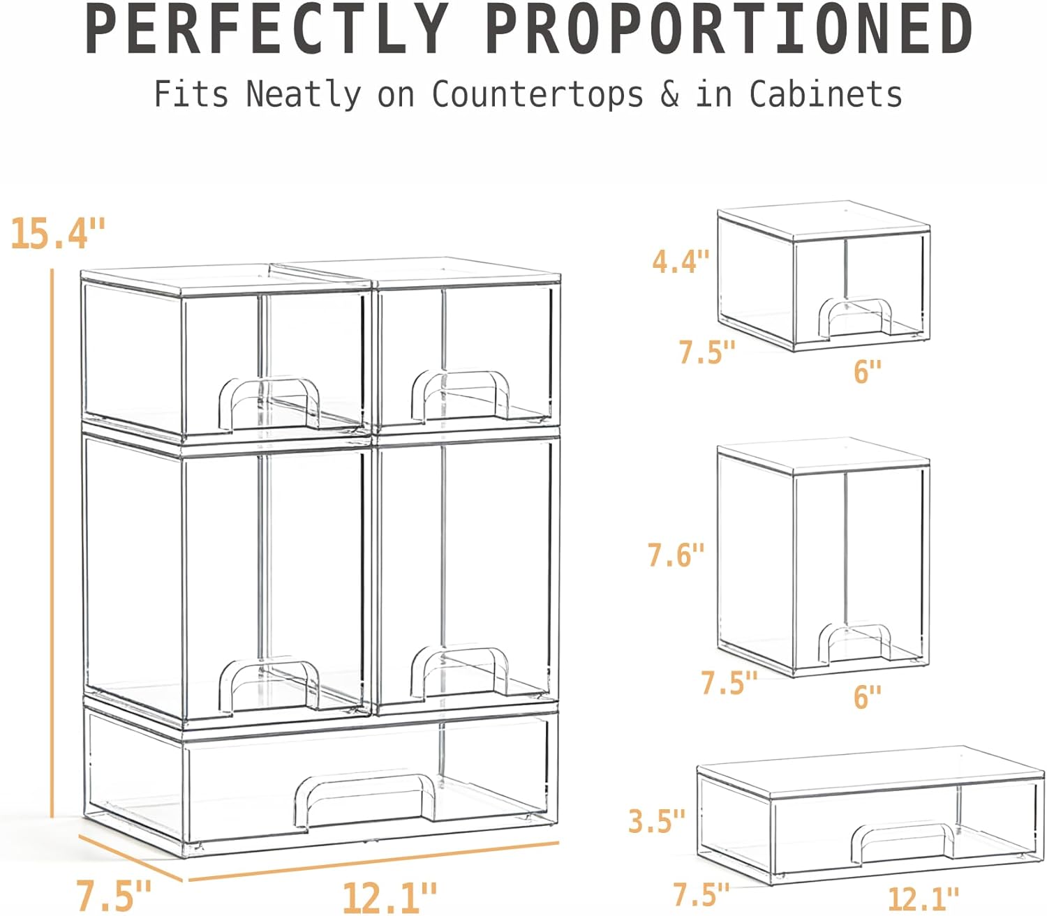 Baby Bottle Organizer, Large Capacity Stackable Acrylic Storage with Non-Slip Pads, for Baby Bottles, Pump Parts, Kitchen Countertop, Pantry, Vanity, 5-Piece