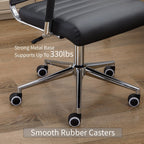 Office Desk Chair Leather, Conference Room Chairs with Wheels, Executive Modern High Back Ergonomic Swivel Rolling Ribbed Computer Chair