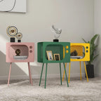 homary Modern End Table TV Shape Side Table, Metal Hollow Accent Table in Fresh Green, Narrow Sofa Table for Living Room Bedroom Apartment Decor (Green)