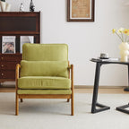 VINGLI Upgraded Premium Corduroy Accent Chair,Upholstered Arm Chair,Solid Wood Comfy Reading Chair with Pillow, Mid Century Modern Chairs for Living Room,Bedroom,Guest Room,Green