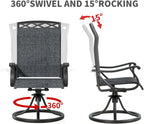 Patio Swivel Chair Set of 2, High Back Textilene Patio Chairs, Swivel Dining Chairs for Outdoor – 360° Swivel Rocker Chair, All-Weather Metal Frame for Porch, Garden, Deck, Poolside (Gray-2, 2PC)