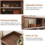 ONBRILL 51.2" Sideboard Buffet Cabinet with Outlet & 2Open Storage Spaces, Fluted Sideboard Cabinet with Sliding Door & Adjustable Shelves, Mid-Century Accent Coffee Bar Console Table with Wooden Feet