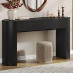 Entryway Table with Storage, Mid-Century Console Tables with 2 Drawers, Modern Fluted Sofa Table Behind The Couch, Foyer Tables for Entryway, Couch,Livingroom (Black, 55 Inches)