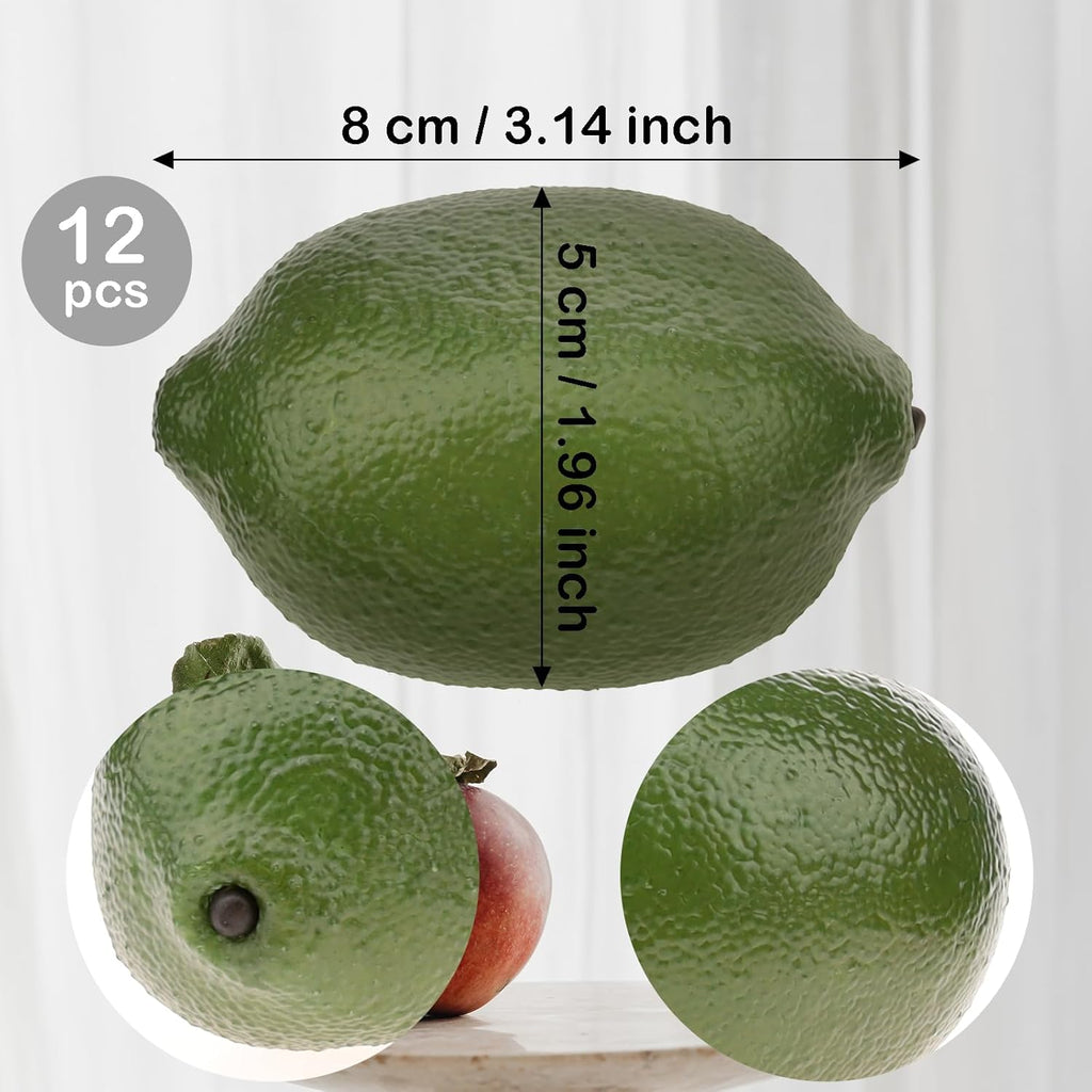 Gresorth 12pcs High-Grade Fake Green Lemon Decoration Realistic Fruits Artificial Lime for Home Party Holiday Adornment