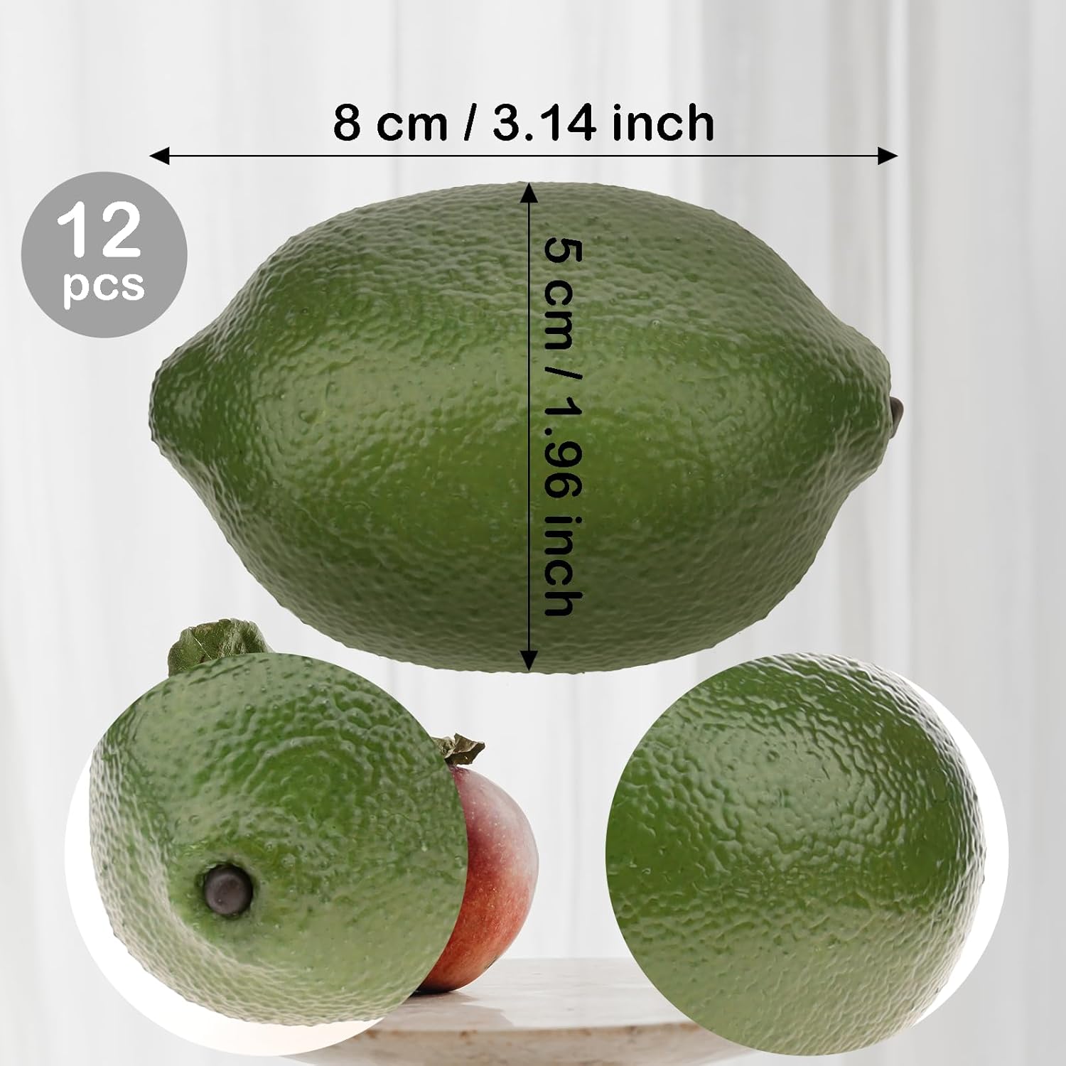 Gresorth 12pcs High-Grade Fake Green Lemon Decoration Realistic Fruits Artificial Lime for Home Party Holiday Adornment