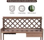 GUTINNEEN Potting Bench Garden Table for Plants Outside Outdoor Wooden Garden Work Bench with Sink Storage PVC Layer Drawer Shelf Hook for Gardening
