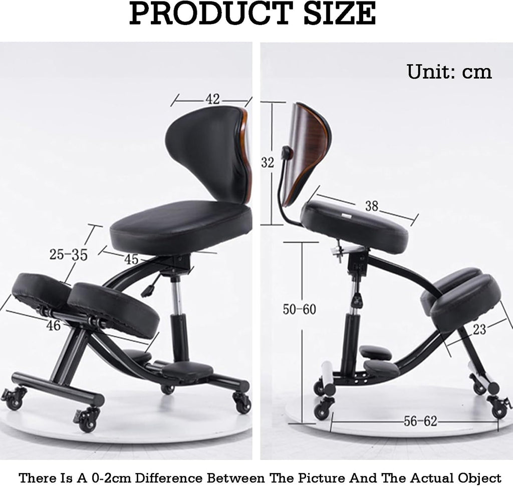 Rolling Ergonomic Posture Chair,Kneeling Chair with Backrest,50-60cm Adjustable Positions,Back Support for Office Home Classroom
