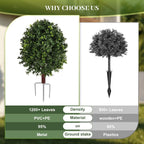 Set of 2-23.5" Artificial Boxwood Plants Outdoor, UV Resistant Topiary Trees Artificial Outdoor,Faux Boxwoods for Outdoor Planters Front Porch, Garden, Yard & Planter Decor