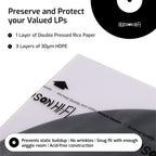 Hudson Hi-Fi Anti-Static Vinyl Record Inner Sleeves - Protective Vinyl Record Inner Sleeve 500 Pack - Protect Your LP Albums from Scratches, Dust & Dirt - Acid-Free Rice Paper Interior Disc Covers