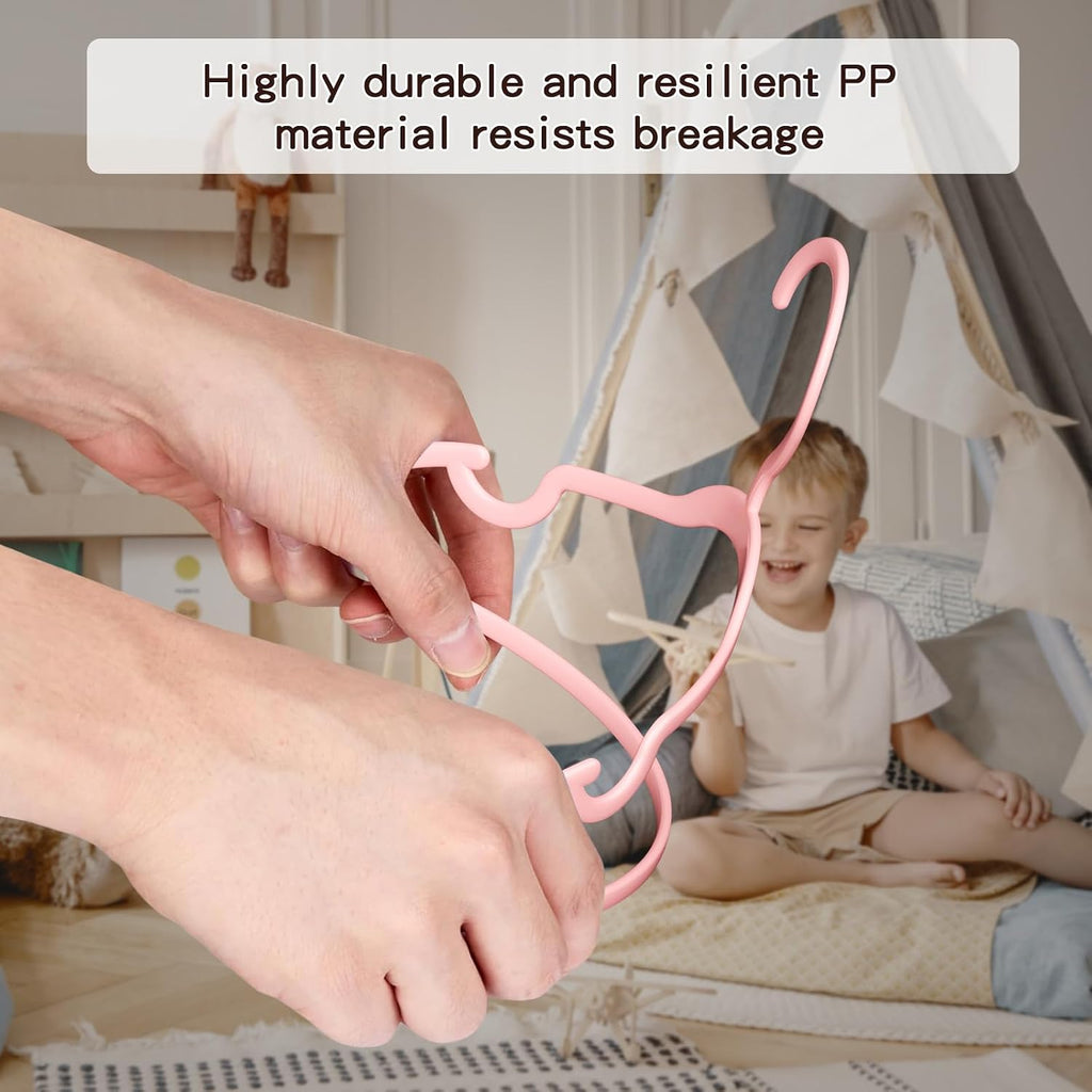 100 Pack Baby Plastic Hangers,12.83" Ultra-Thin,Non-Slip Hangers for Children. Ideal for Closets and Nurseries.Designed for Newborns and Children's Clothing,Including Trousers,Coat,Dresses.(Pink)