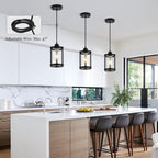 Black Pendant Lights Kitchen Island 3 Pack, Modern Kitchen Pendant Lighting Over Island with Clear Glass, Farmhouse Mini Hanging Light for Sink Dining Room, OS-3014-3PBKC
