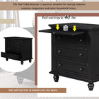 28'' Painted Nightstand with Pull Out Tray, Bedside Cabinet with 3 Drawers, Sofa Side Table with Rubber Legs and Metal Handle for Bedroom Sofa Couch Office