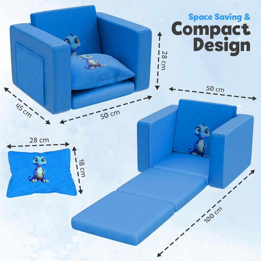 2-in-1 Flip-Out Toddler Couch – Kids Couch Fold Out Convertible, Toddler Chair Comfy Soft Foam, Kids Sofa/Kid Couch for Reading, Play & Nap, Toddler Sofa Chair for Bedroom & Playroom
