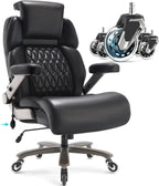 Big and Tall Office Chair 700lbs - Adjustable Headrest&Lumbar Support, 3D Flip Arms, Large Wheels &Heavy Duty Metal Base, Ergonomic High Back Computer Chair Desk Chair, Thick Padded Extra Wide Seat