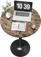Flamaker Round Bistro Pub Table Modern Style Metal Base MDF Top Cocktail Bar Table Counter Bar Height for Pub, Dining Room, Party (2, Marble-Black)