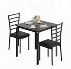 Modern 3-Piece Dining Set for 2 – Compact Square Table & Chairs with Sturdy Metal Frame, Easy Assembly, Space-Saving Kitchen Furniture – Ideal for Small Apartments or Breakfast Nooks