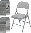 12 Pack Folding Chairs, Fabric Dining Chair Set with Padded Cushion and Back, Indoor Outdoor Seat for Home Office, Parties, Events, Wedding, Extra Guest Seating, Graphite Gray