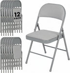 12 Pack Folding Chairs, Fabric Dining Chair Set with Padded Cushion and Back, Indoor Outdoor Seat for Home Office, Parties, Events, Wedding, Extra Guest Seating, Graphite Gray