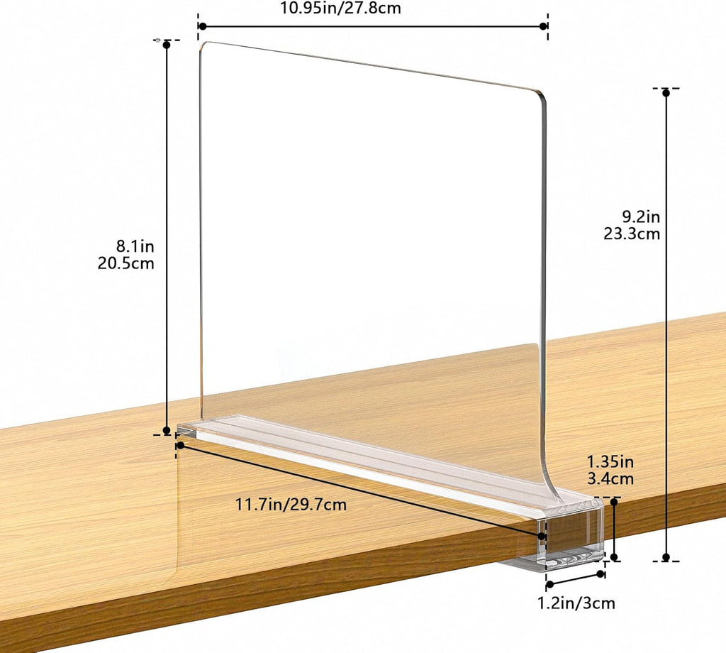 6 PCS Shelf Dividers for Closet Organization Acrylic Clear Closet Shelf Divider for Wooden Shelving Suitable for Wooden or Vertical Shelves Or Bedroom, Kitchen and Office..