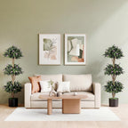 Goplus 51" Artificial Triple Ball Boxwood Topiary Tree, Faux Bush Plant with 59 Blossoms, Cement-Filled Plastic Pot, Sun-Resistant Indoor Outdoor Fake Greenery for Porch Home Decoration Housewarming