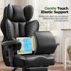 GTPOFFICE Big and Tall Office Chair 400LBS Wide Seat Computer Gaming Chair with Footrest & Comfy Lumbar Support, Leather High Back Executive Chair with Ergonomic Pressure Relief Seat Cushion, Black