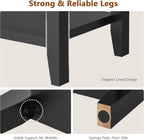 Hoctieon End Table with Double Storage Shelves, Sturdy Wooden Side Table for Living Room, Bedroom, Modern Nightstand Sofa Table for Small Spaces, Black