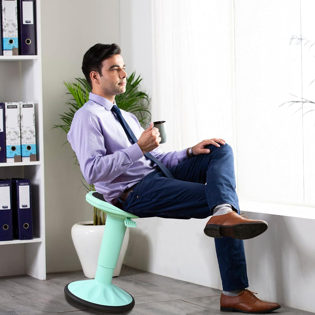 GLACER Wobble Stool, Wiggle Stool for Classroom Seating, 24" Active Learning Stool w/Adjustable Height, Sitting Balance Chair for School, Office Stand Up, Flexible Seating Wobble Chair (Green)