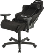Techni Sport High Back Racing Chair with Foam Seat and Padded Arms, Reclining Gaming Chair with Height and Tilt Adjustment, Black