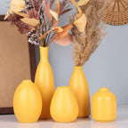 Yellow Ceramic Bud Vases Set of 5, Farmhouse & Fireplace Decor, Multipurpose Home Decoration for Living Room, Entrance, Bathroom, Kitchen & Office, Coffee Table Decor, Bulk Bud Vases