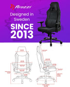 Arozzi Vernazza XL Soft PU Ergonomic Computer Gaming/Office Chair with High Backrest, Recliner, Swivel, Tilt, Rocker, Adjustable Height and Adjustable Lumbar and Neck Support - Pure Black