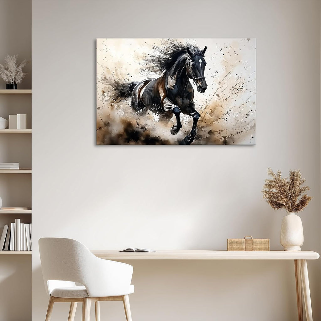 Azatyam Running Horse Wall Art Animal Picture Vintage Western Equestrian Canvas Prints Watercolor Wild Horses Paintings Modern Rustic Room Decor for Living Room Bedroom Bathroom Office 24" x 36"