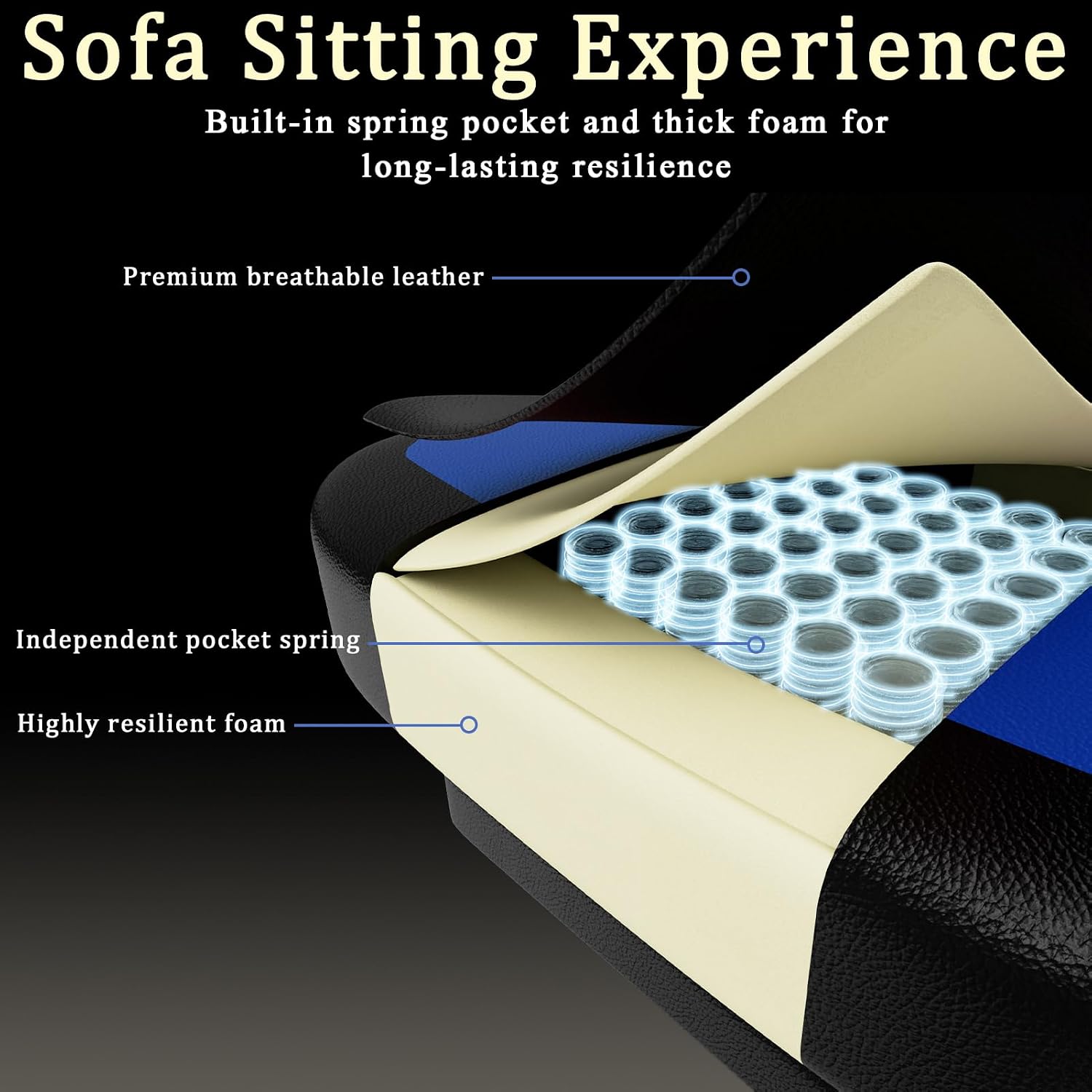 Gaming Chair with Pocket Spring Cushion and Footrest, Ergonomic Computer Chair for Adults, Breathable PU Leather Game Chair