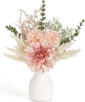Mkono Small Artificial Flowers in Ceramic Vase 12.5" Centerpieces Coffee Table Decor, Silk Flower Arrangements for Home Decor Indoor Fake Flower Bouquet for Bathroom Dining Room Kitchen Wedding Pink