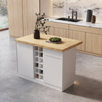 homary Kitchen Island with Storage & LED, 50" White Wood Islands with Wine Rack, Drawers & Shelves, Modern Kitchen Table for Dining Room, Prep & Gatherings, Without Chair