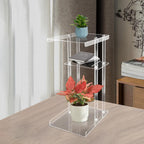 Acrylic Side Table Clear End Tables C Shaped Plant Stand 3 Tiers Small Snack Coffee Table, Perfect for Small Spaces, Suitable for Potted Plants and Decor