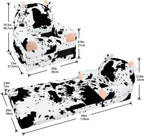 QIUODO Toddler Chair with Faux Rabbit Fur – 2-in-1 Foldable Kids Couch, Soft Sofa for Reading, Bedroom or Playroom Use, Ages 1-3（Cow）
