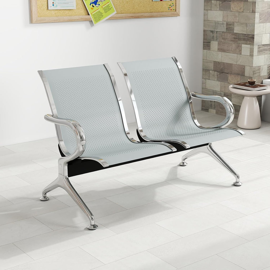 Reception Chairs Waiting Room Chair - Set of 2 Lobby Furniture with Arms Reception Bench for Airport Office Business Bank Hospital (2-Seat)