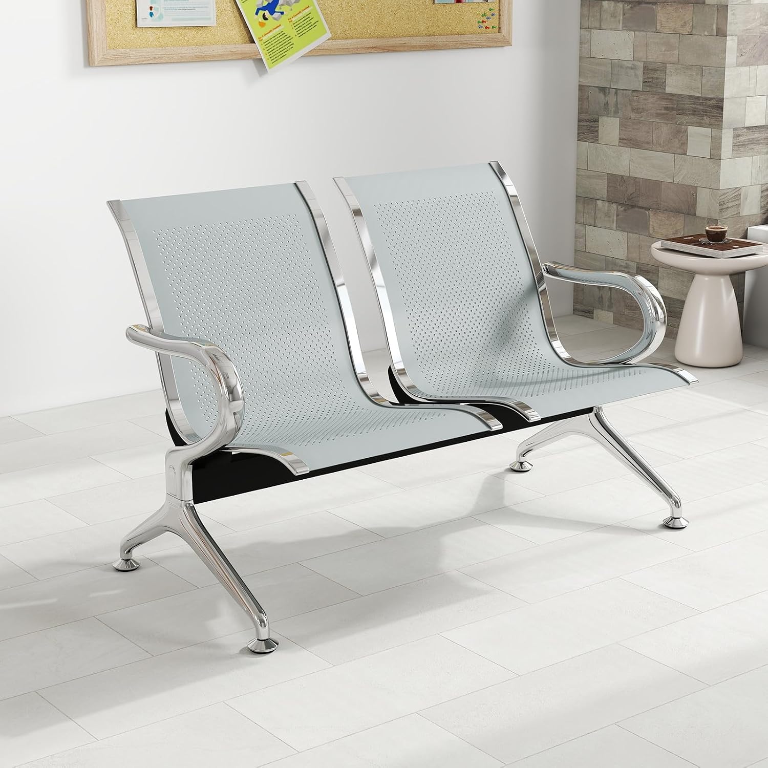 Reception Chairs Waiting Room Chair - Set of 2 Lobby Furniture with Arms Reception Bench for Airport Office Business Bank Hospital (2-Seat)