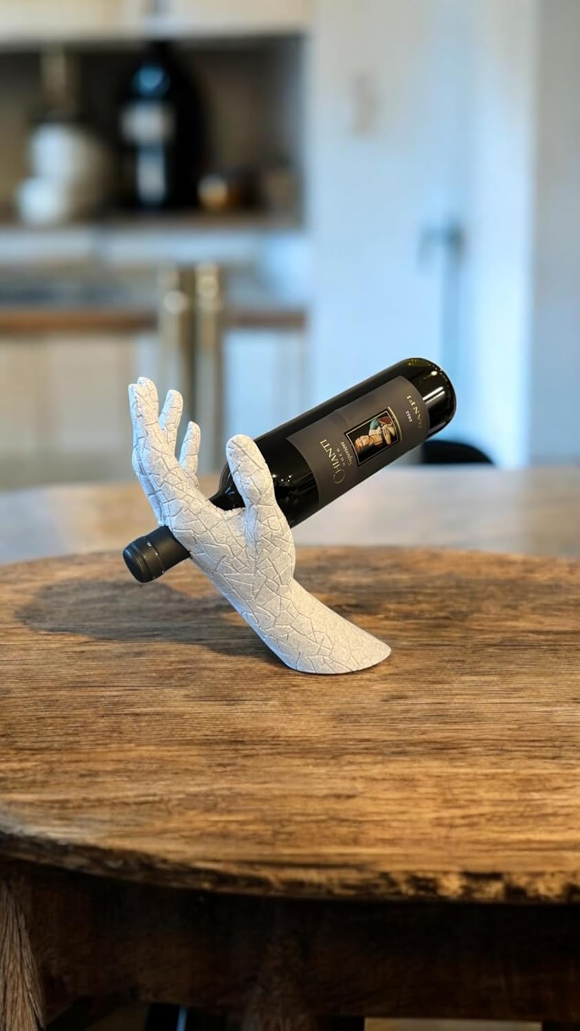 3D Printed Floating Wine Holder, Modern Minimalist Design, Durable PLA Material, Perfect for Home, Wine Cellar, or Kitchen Decor, Unique Gift for Wine Lovers (Marble)