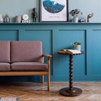 Novabright Round Side Table with Scalloped Edge Small Drink End Table with Solid Wood Legs Modern Accent Nightstand for Living Room Bedroom Corner Office