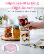 16 oz 6Pack Overnight Oats Containers with Lids, Airtight Leakproof Wide Mouth Glass Mason Jars, Reusable & Portable for Meal Prep, Yogurt, Salads, Smoothies, Spice, Sugar, Snacks & Food Storage-clear