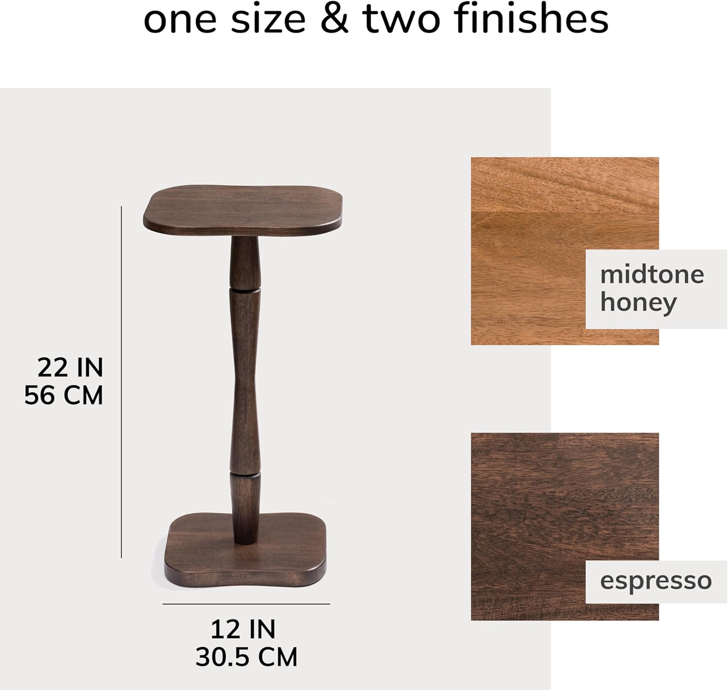 MH London Destiny 22" Solid Wood Pedestal Side Table, Espresso