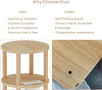 LUCKNOCK Small Round Side Table with Charging Station, 3-Tier Solid Wood End Table, Narrow Compact Sofa Bedside Table for Small Spaces, Easy Assembly for Living Room, Bedroom, Apartment (Natural)